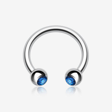 Gem Ball Steel Horseshoe Circular Barbell-Capri Blue